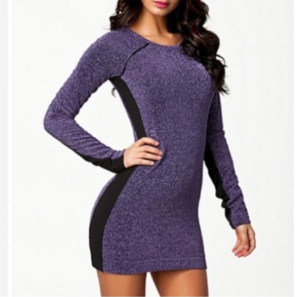 New One Teaspoon Long Sleeve Glitter Lurex Fembot Dress Sample Purple Sz S